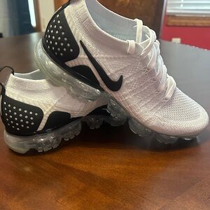 Nike White and Black VaporMax Flyknit Shoes